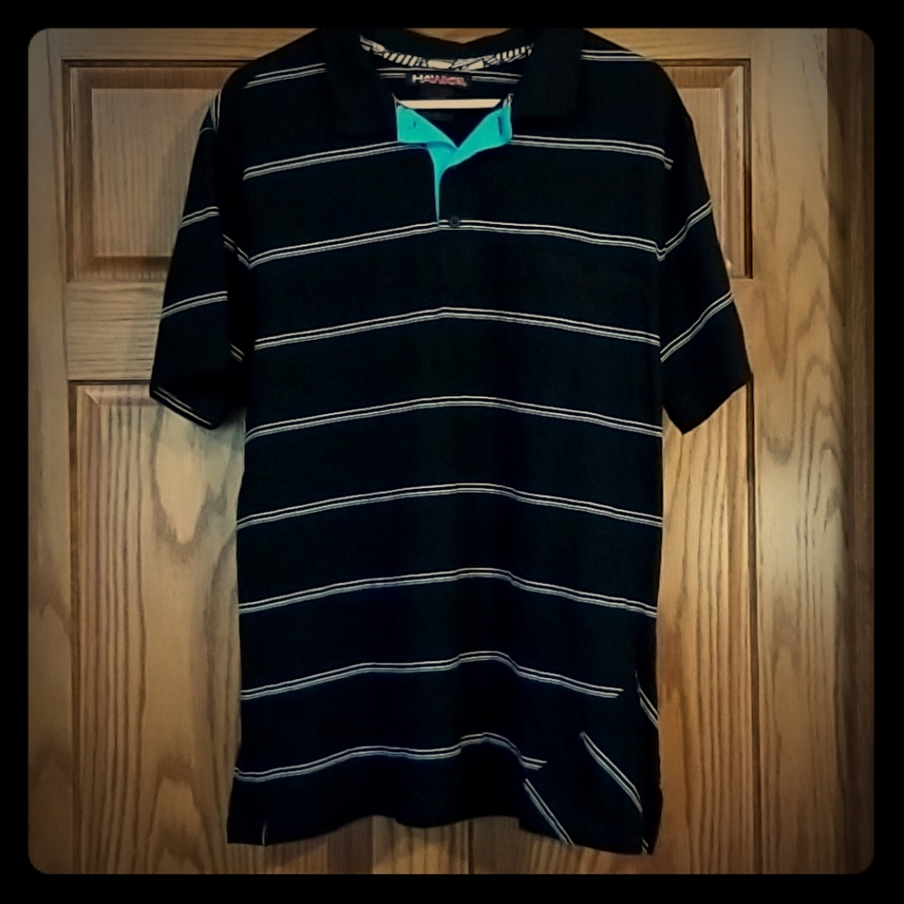 Tony Hawk Black and Sky Blue Striped Polo Shirt